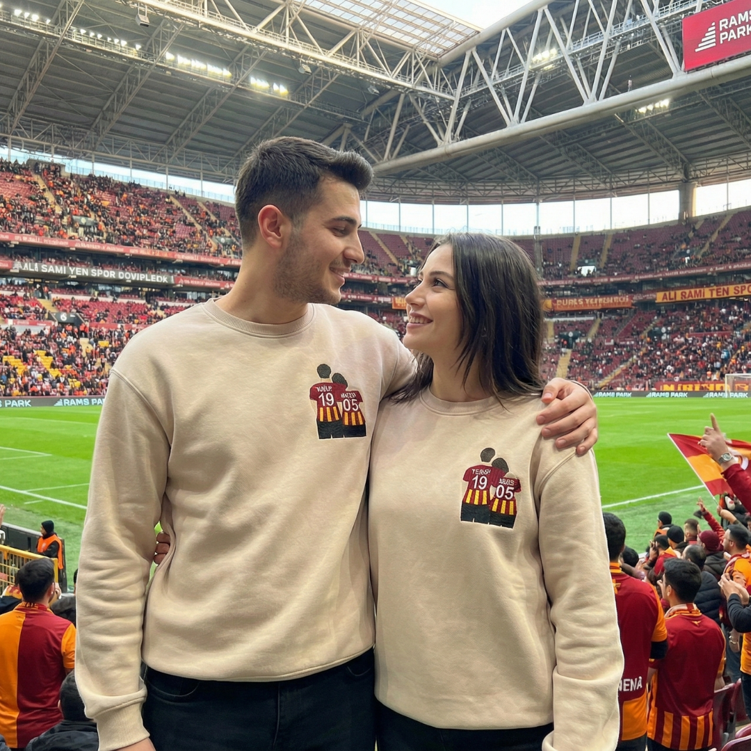 Kişiye Özel Taraftar Çift Nakışlı Tişört, Sweatshirt & Hoodie | İsim ve Numara Yazılı