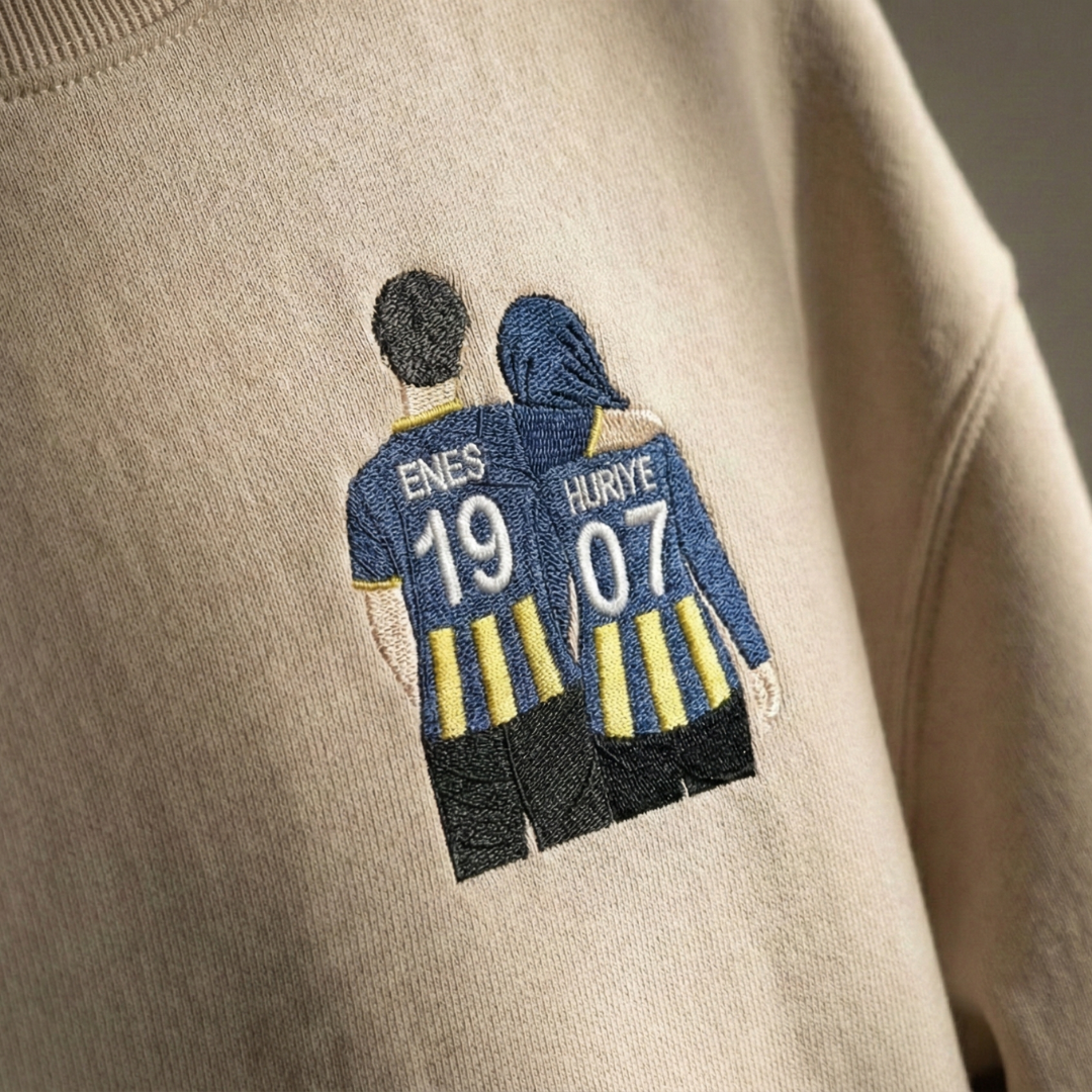 Kişiye Özel Taraftar Çift Nakışlı Tişört, Sweatshirt & Hoodie | İsim ve Numara Yazılı