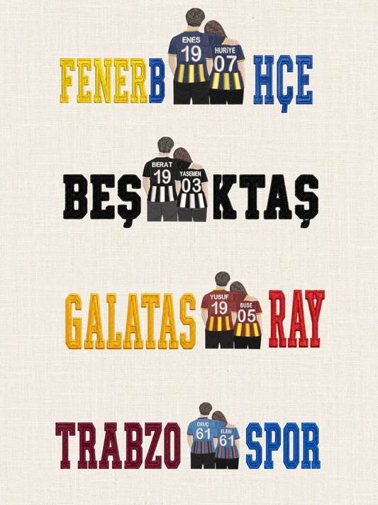 [TAKIM ADI] Taraftar Çift Nakışlı Tişört, Sweatshirt & Hoodie | İsim ve Numara Yazılı | Kişiye Özel