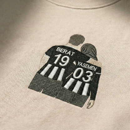 Kişiye Özel Taraftar Çift Nakışlı Tişört, Sweatshirt & Hoodie | İsim ve Numara Yazılı