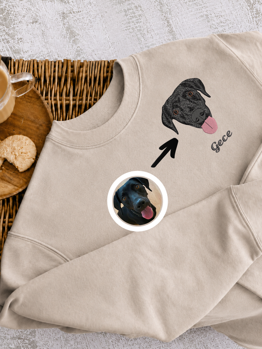 SWEATSHIRT (Kapşonsuz) 🐾 Onu Her Zaman Yanında Taşı — Kişiye Özel Evcil Hayvan Nakış