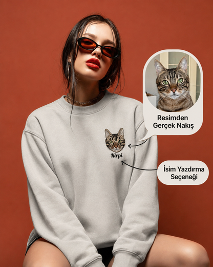 SWEATSHIRT (Kapşonsuz) 🐾 Onu Her Zaman Yanında Taşı — Kişiye Özel Evcil Hayvan Nakış