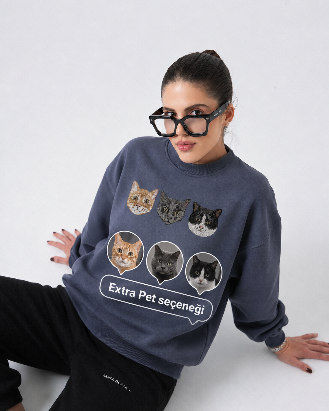 SWEATSHIRT (Kapşonsuz) 🐾 Onu Her Zaman Yanında Taşı — Kişiye Özel Evcil Hayvan Nakış