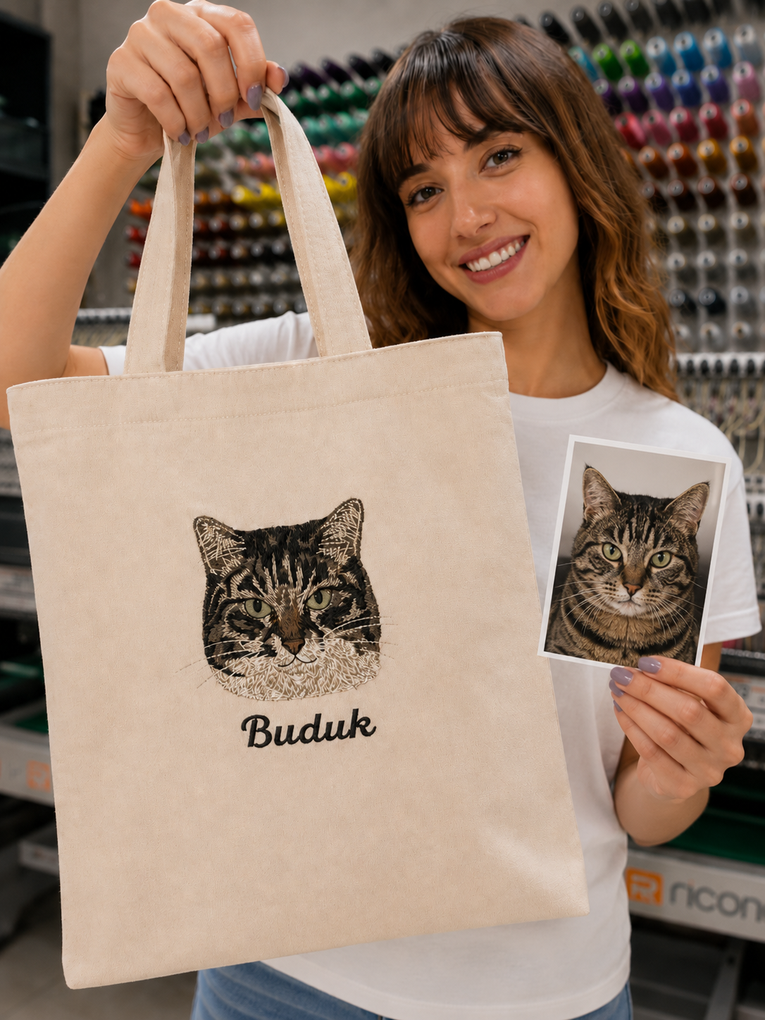 Pet Nakışlı Kanvas Çanta
