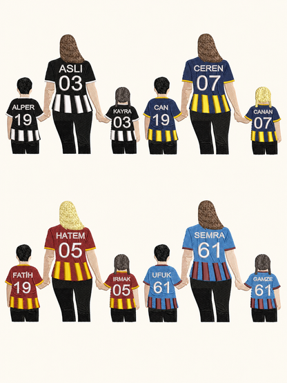 Anne İki Çocuk Kişiye Özel Nakış Tasarımı
