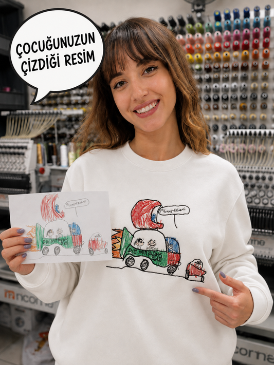 Çocuğunuzun Hayal Gücü Üzerinizde - Çizimden Nakışa Özel Kıyafet