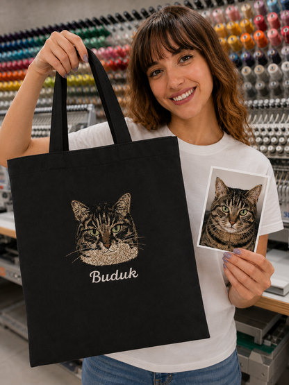 Pet Nakışlı Kanvas Çanta