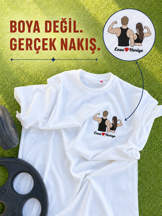 Sporcu Çiftler için - Kişiye Özel İsimli Nakış Deseni