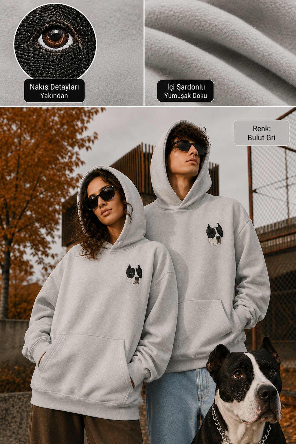 HOODIE (Kapşonlu) 🐾 Onu Her Zaman Yanında Taşı — Kişiye Özel Evcil Hayvan Nakış