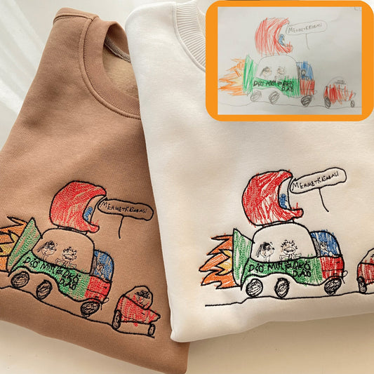 Çocuğunuzun Hayal Gücü Üzerinizde - Çizimden Nakışa Özel Kıyafet 👶🖍️
